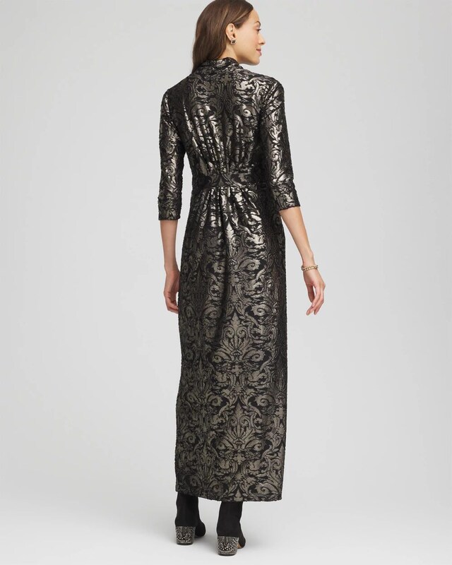 Foiled Knit Pleated Maxi Dress - image 3